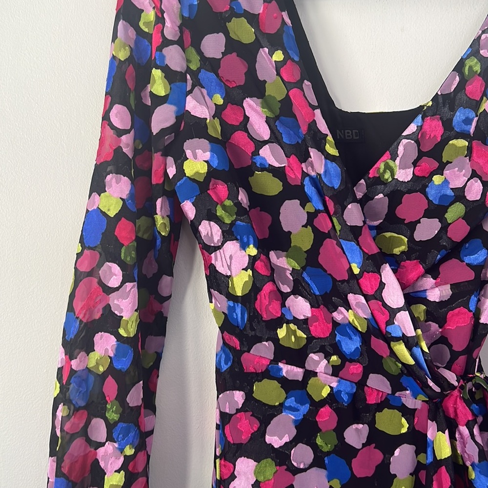 NBD Revolve Maxine Mini wrap Dress in Painted Dot - Picture 10 of 13